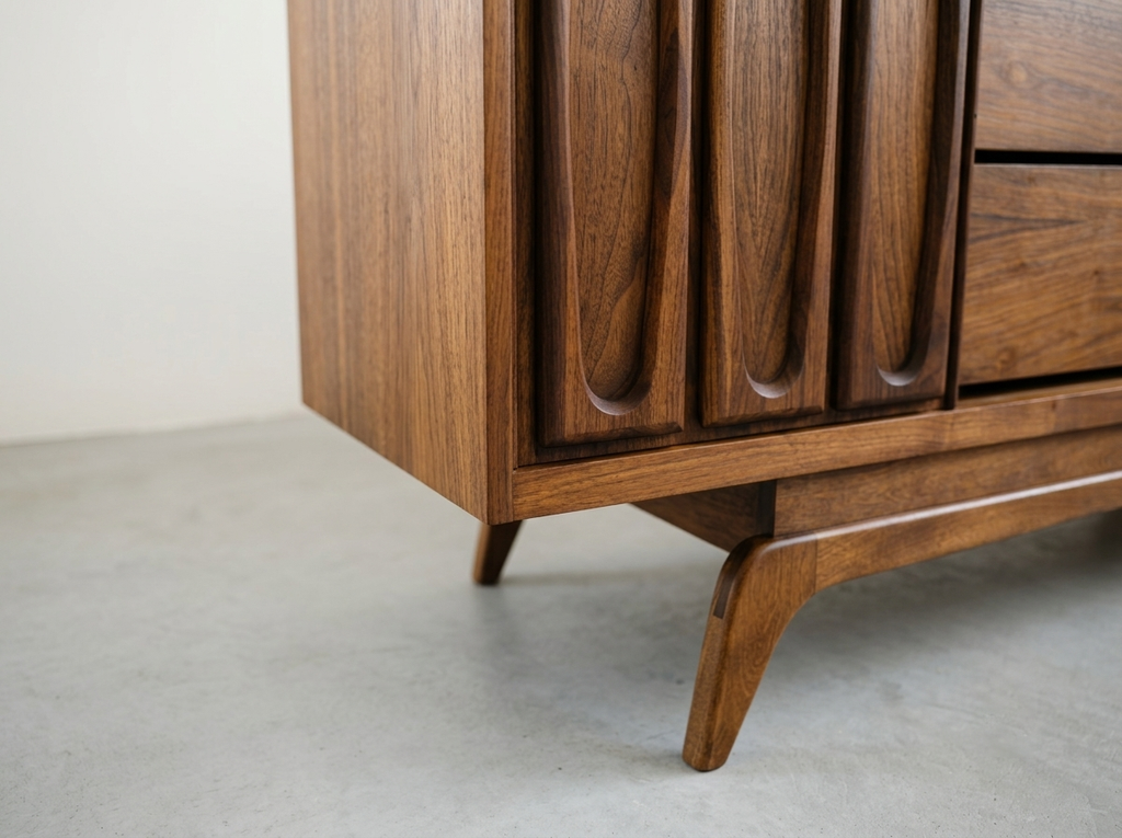 Vic-Art Walnut Credenza with Sculpted Panel Doors