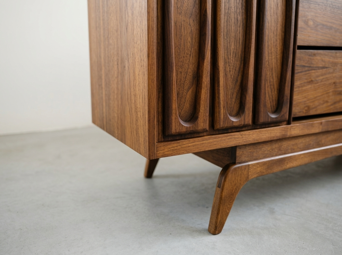 Vic-Art Walnut Credenza with Sculpted Panel Doors