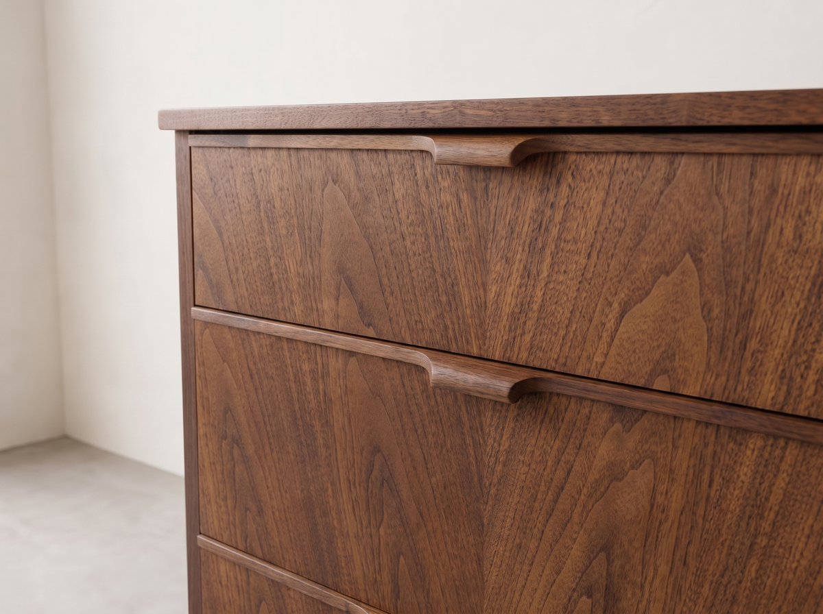 Kaufman Walnut 4-Drawer Tallboy with Sculpted Pulls