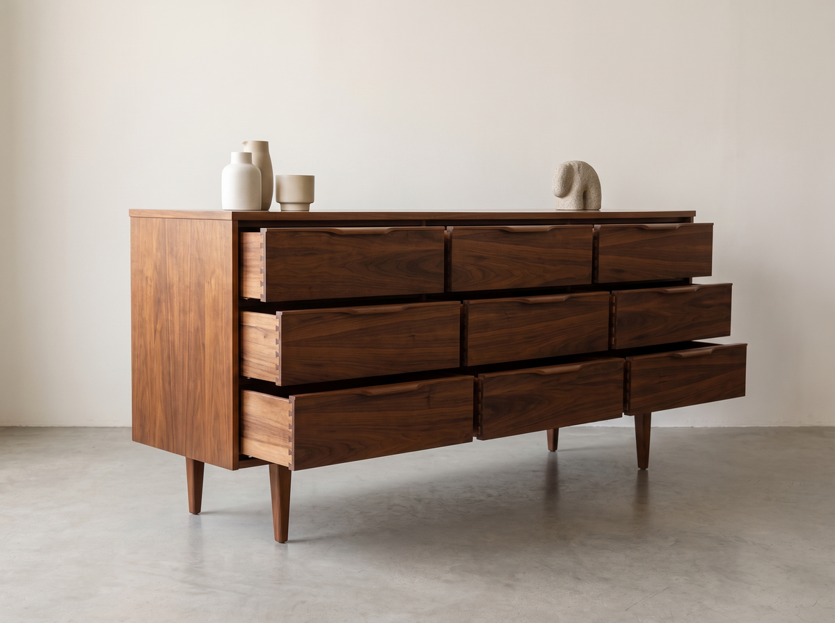 Vic-Art 9-Drawer Walnut Dresser