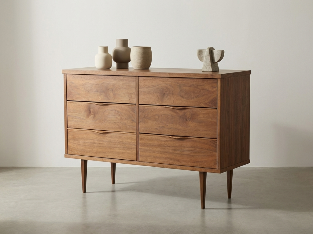 Mid-Century Modern Walnut Double Dresser