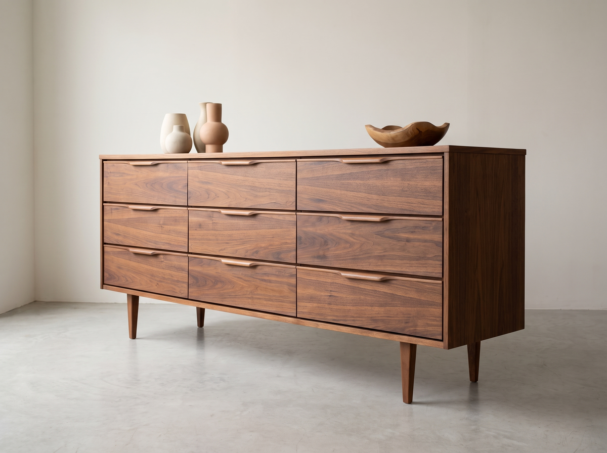 Vic-Art 9-Drawer Walnut Dresser