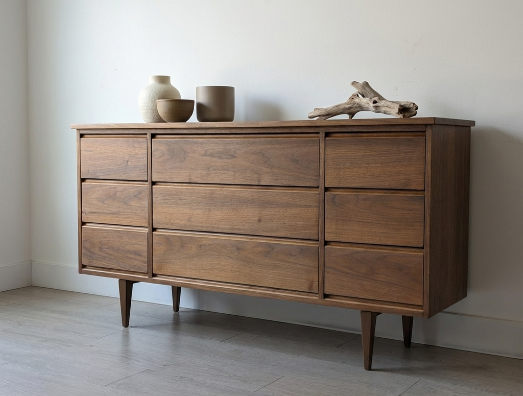 Mid-Century Modern 9-drawer Walnut Dresser