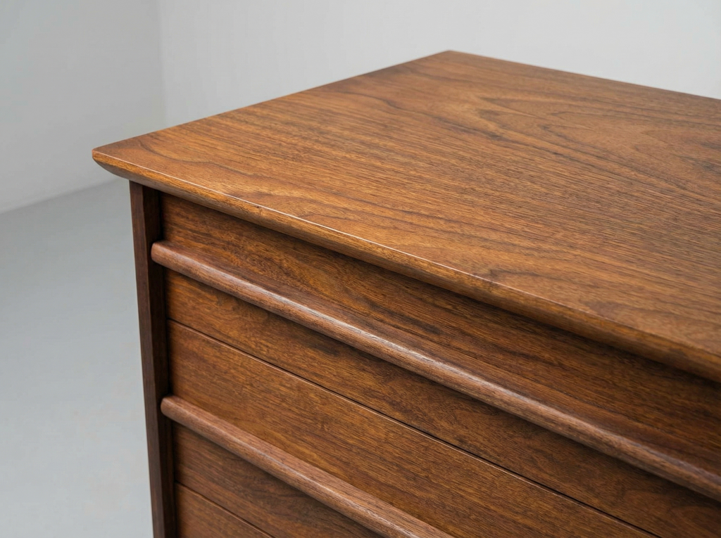 Walnut 6-Drawer Dresser with Sculpted Rail Pulls