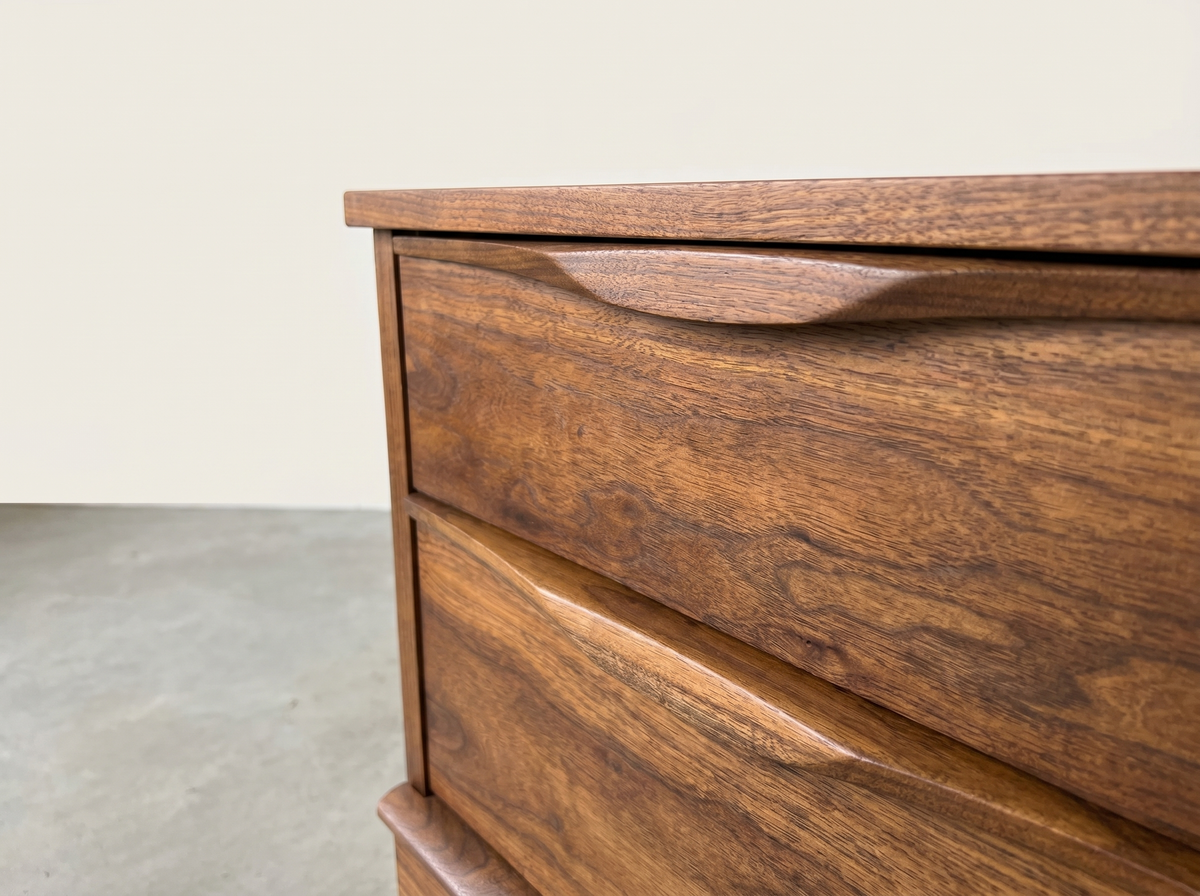 Walnut 9-Drawer Dresser with Integrated Sculpted Pulls