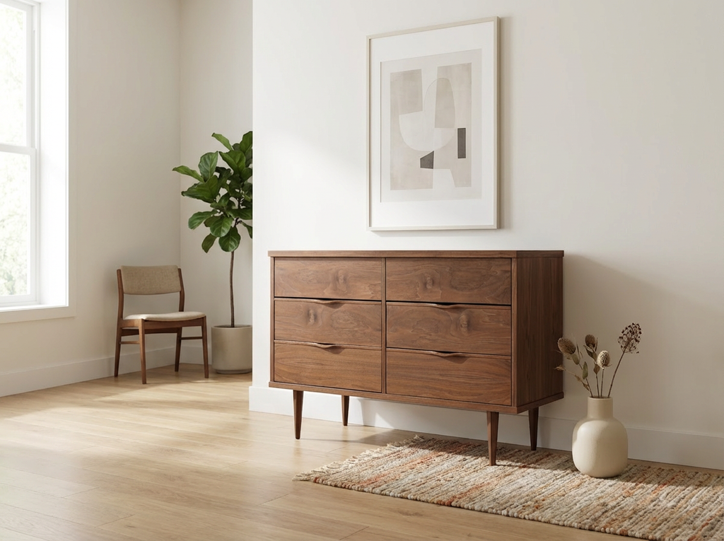 Mid-Century Modern Walnut Double Dresser