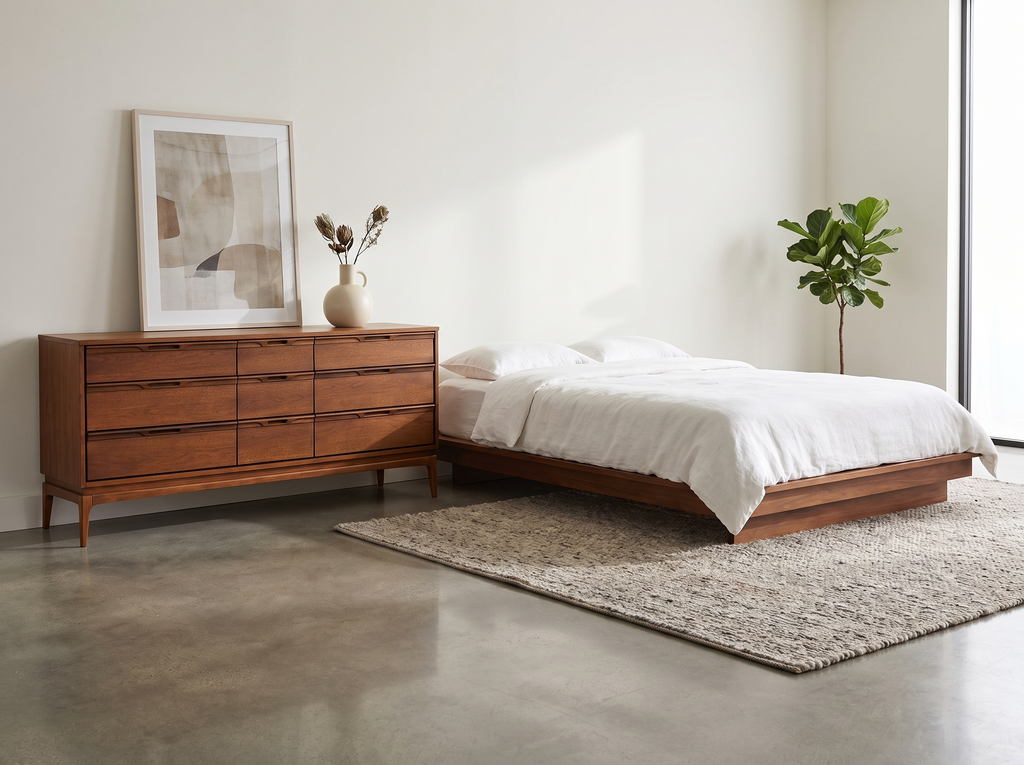 Walnut 9-Drawer Dresser with Sculpted Recessed Pulls