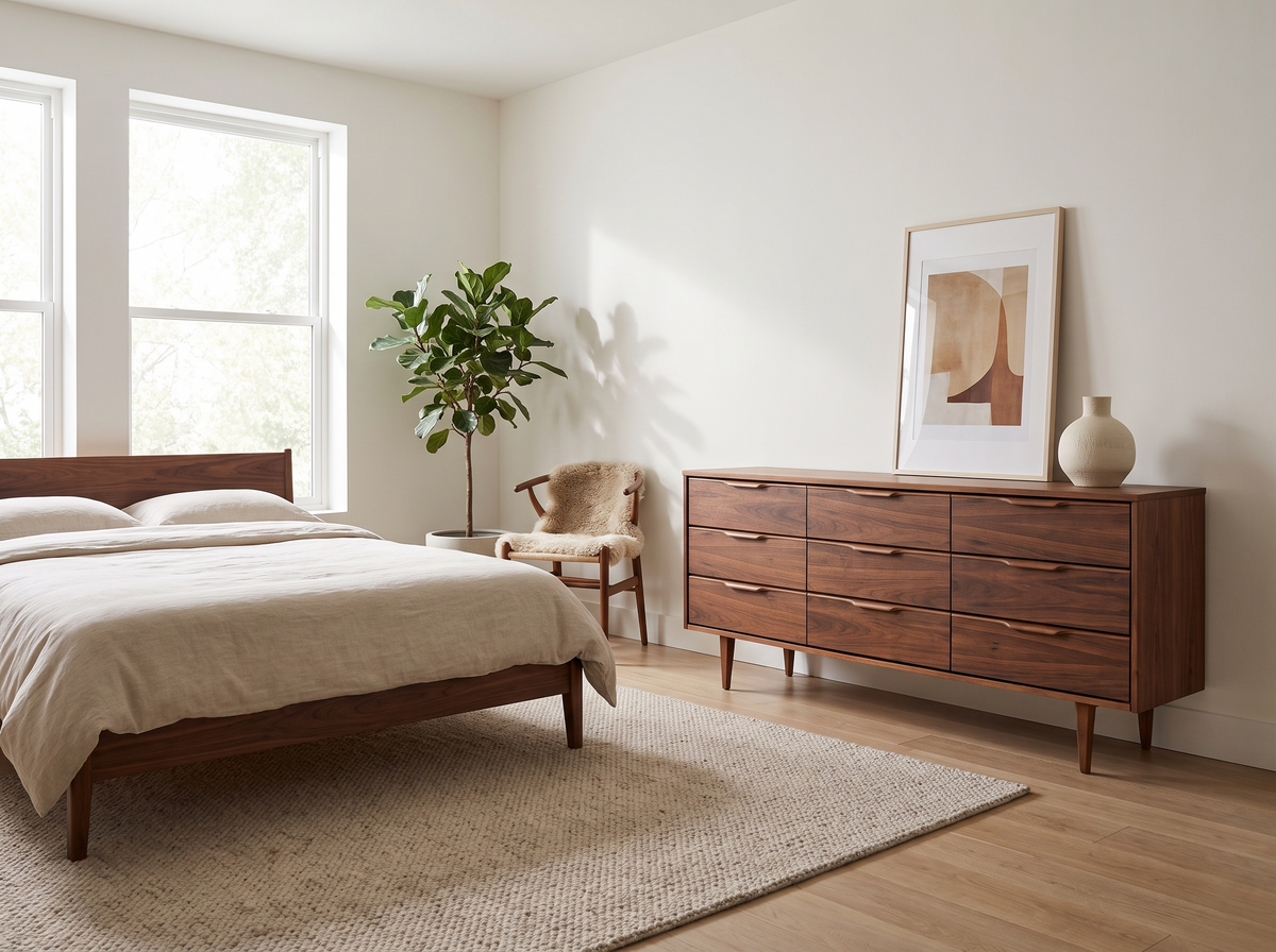 Vic-Art 9-Drawer Walnut Dresser