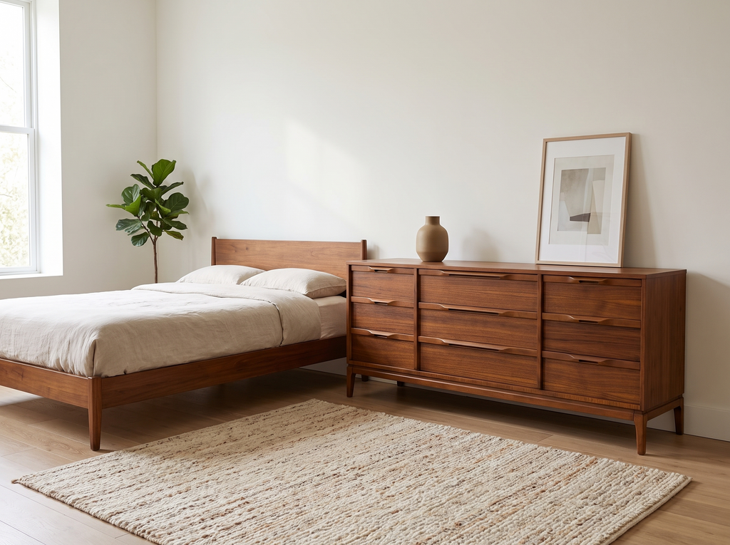 Walnut 9-Drawer Dresser with Sculpted Recessed Pulls
