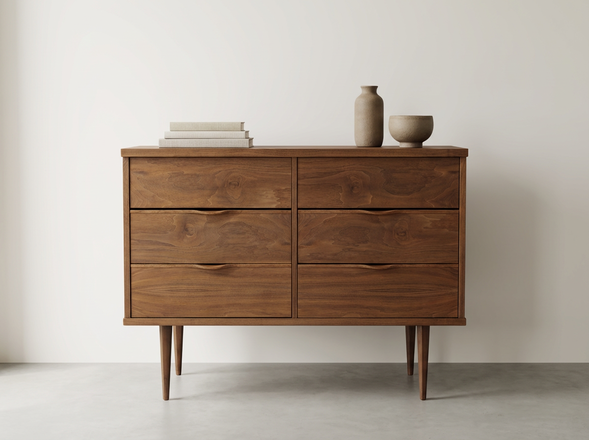 Mid-Century Modern Walnut Double Dresser