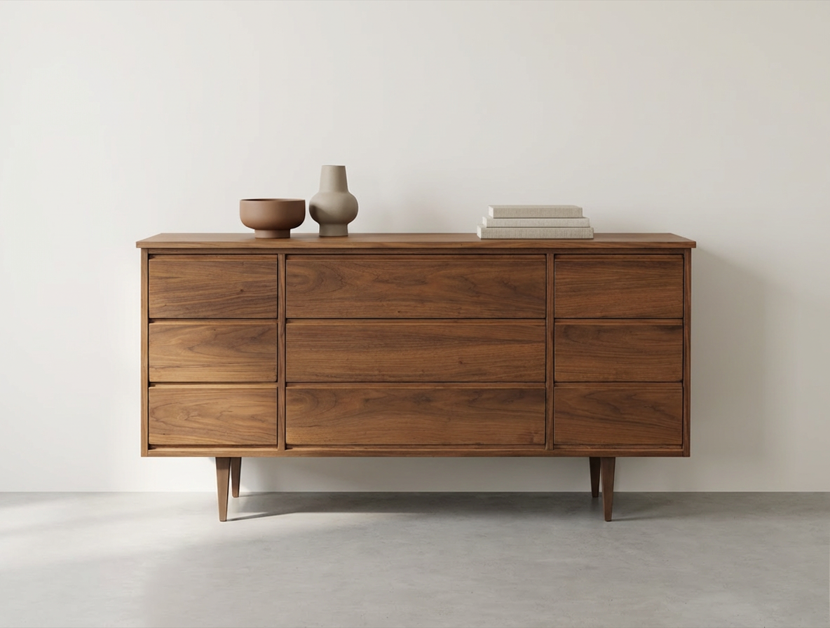 Mid-Century Modern 9-drawer Walnut Dresser