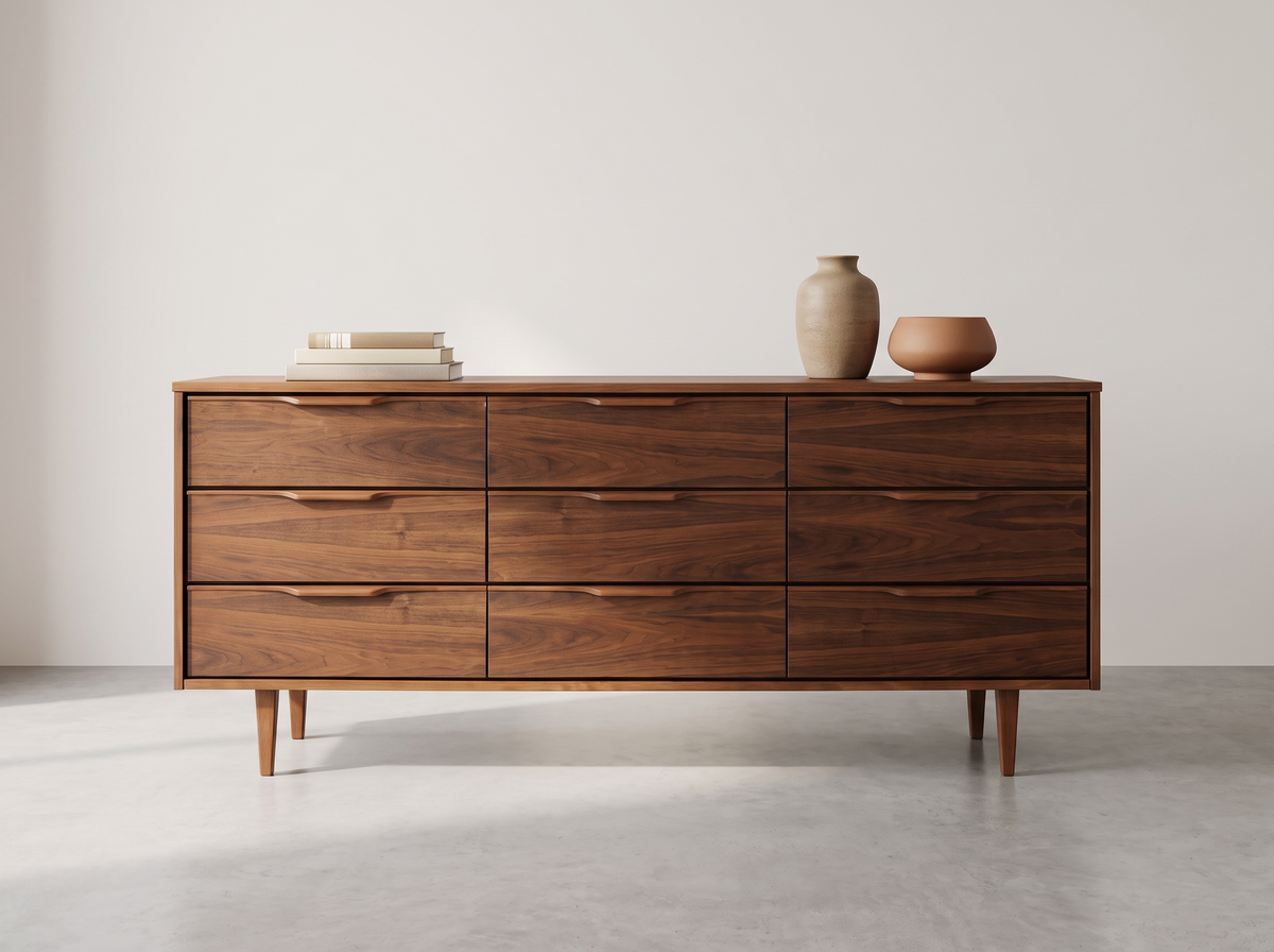 Vic-Art 9-Drawer Walnut Dresser