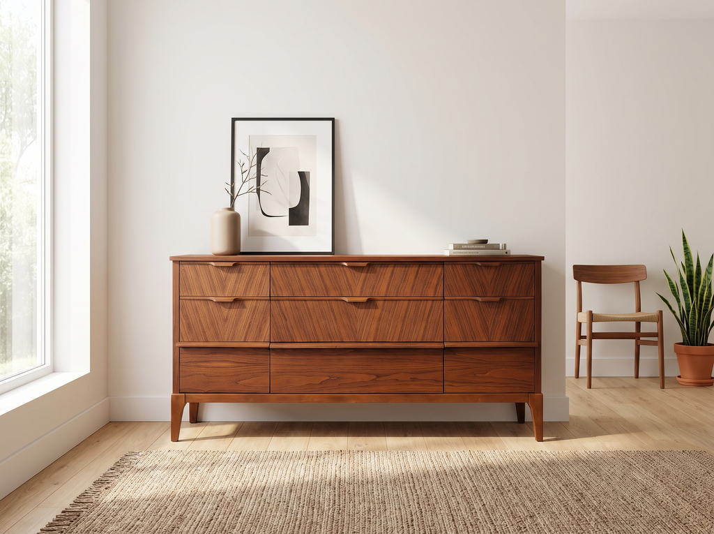 Kaufman Walnut 9-Drawer Dresser with Bookmatched Grain