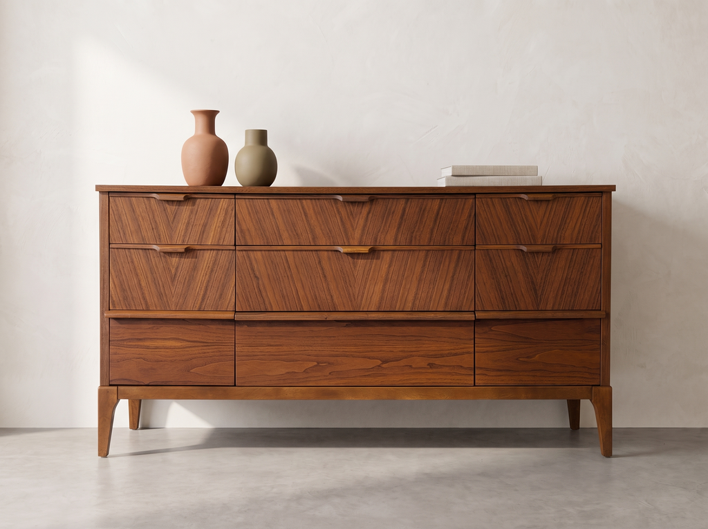 Kaufman Walnut 9-Drawer Dresser with Bookmatched Grain