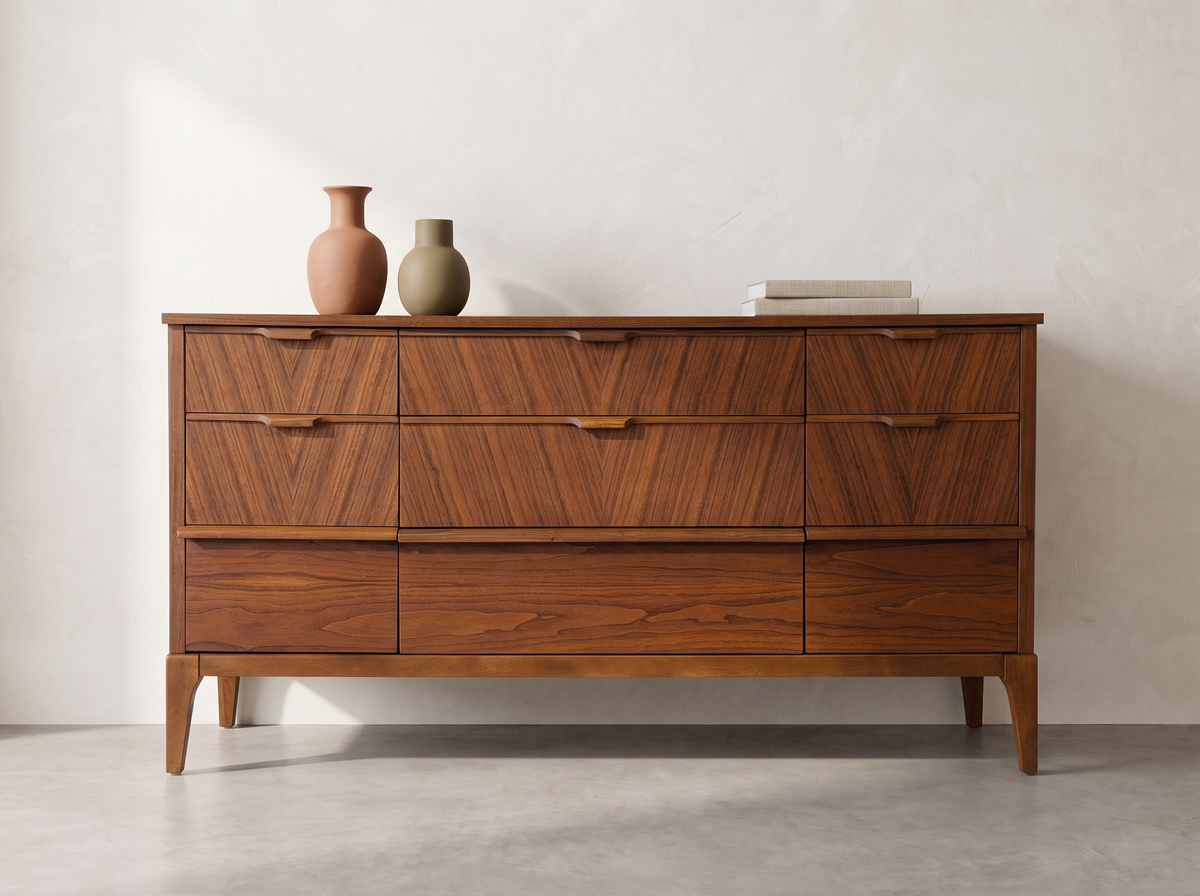Kaufman Walnut 9-Drawer Dresser with Bookmatched Grain