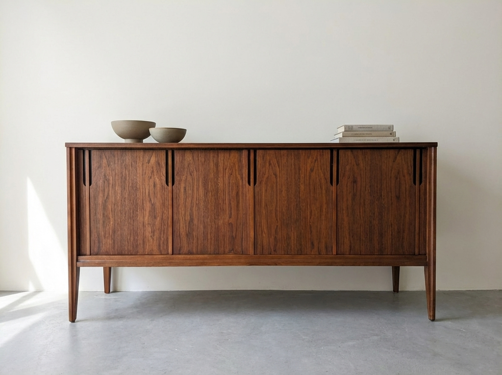 Brutalist Mid-century Walnut Sideboard