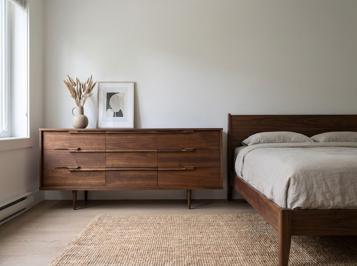 Vic-Art Mid-Century Walnut 9-Drawer Dresser