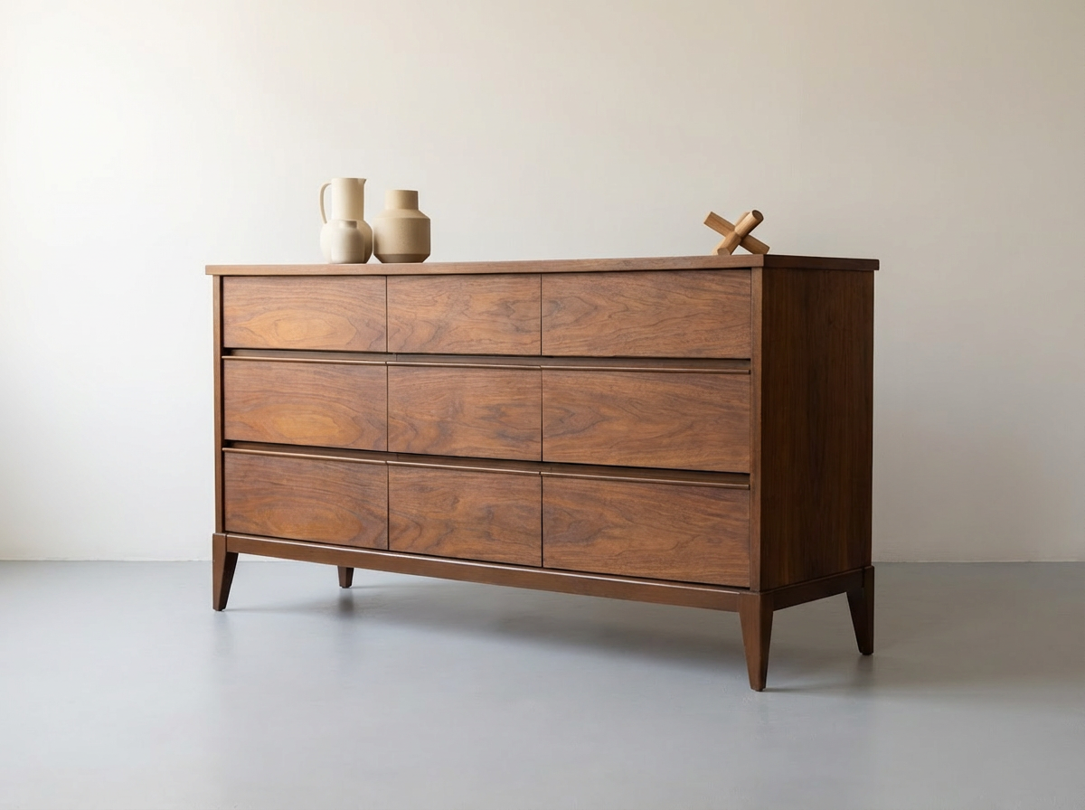 Kaufman Mid-Century Walnut 9-Draw Dresser