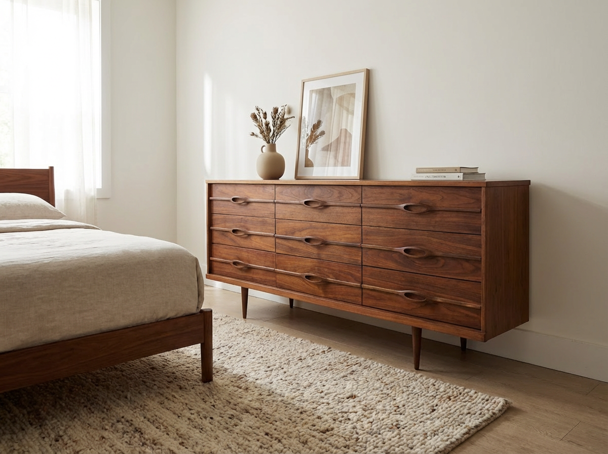 Viscol 9-Draw Walnut Dresser