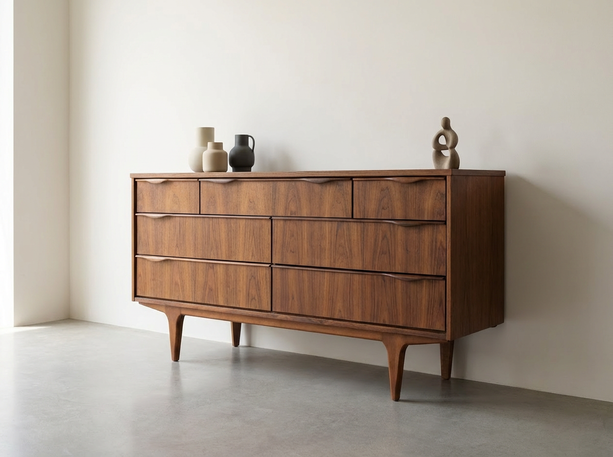 Viscol 7-Draw Walnut Dresser