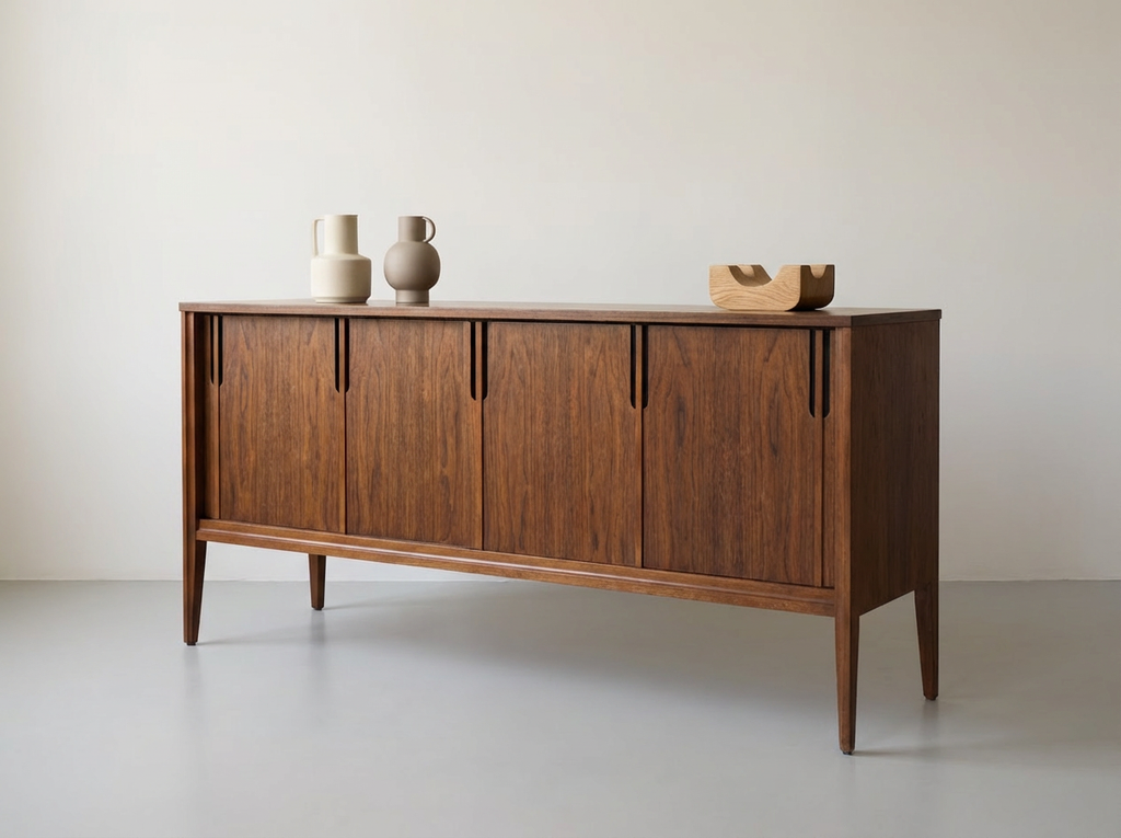 Brutalist Mid-century Walnut Sideboard