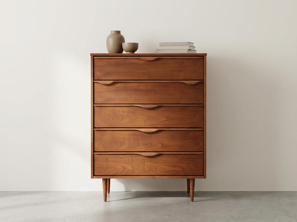 Ultra Rare Vic-Art Teak 5-Draw Tallboy