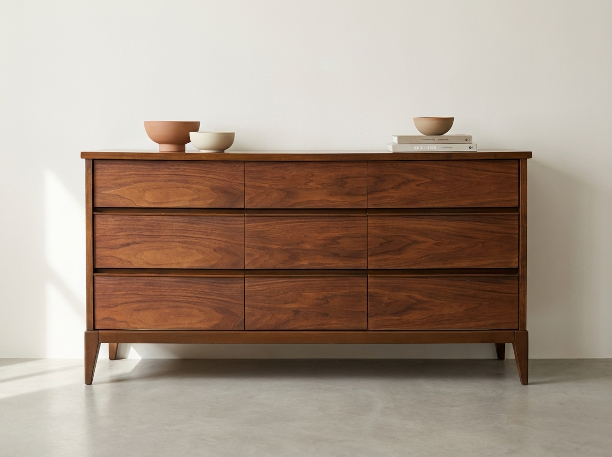 Kaufman Mid-Century Walnut 9-Draw Dresser