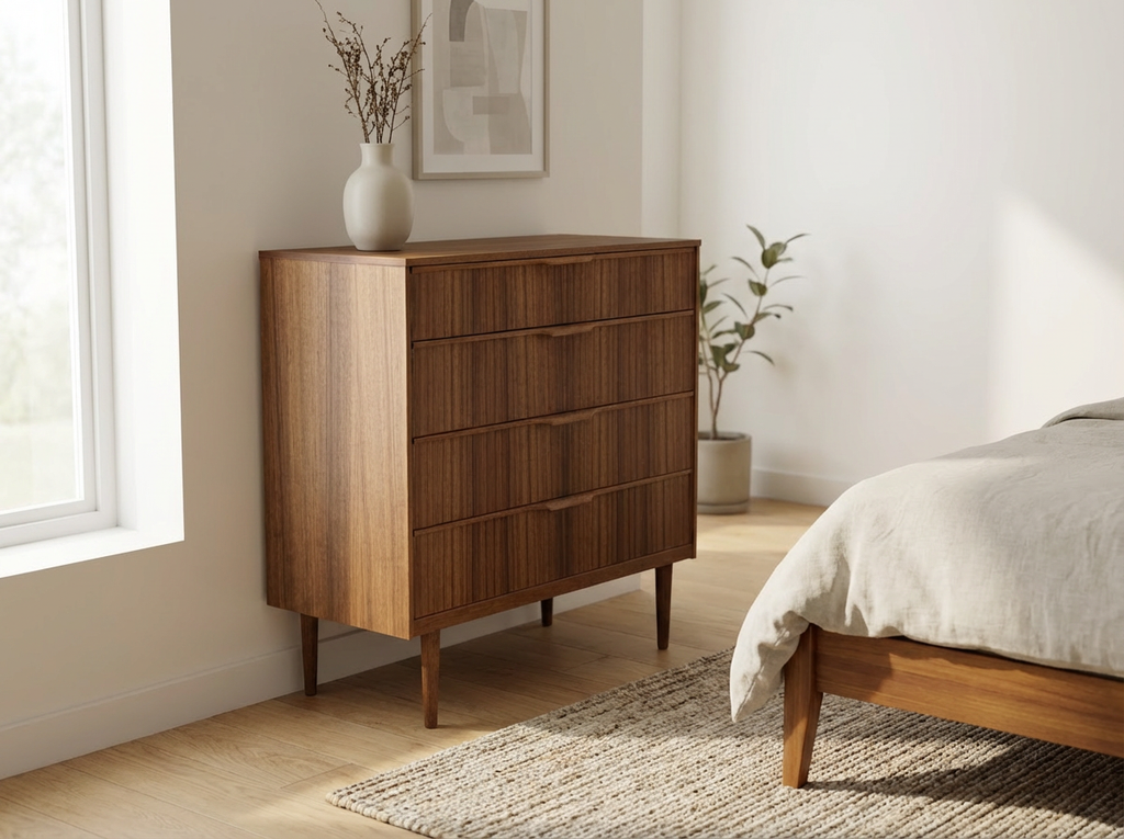 Compact Teak Mid-century 4-Drawer Dresser