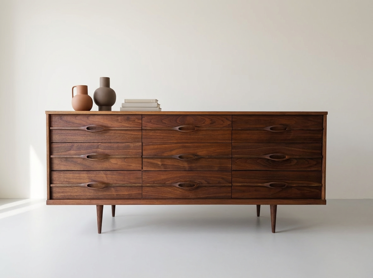 Viscol 9-Draw Walnut Dresser