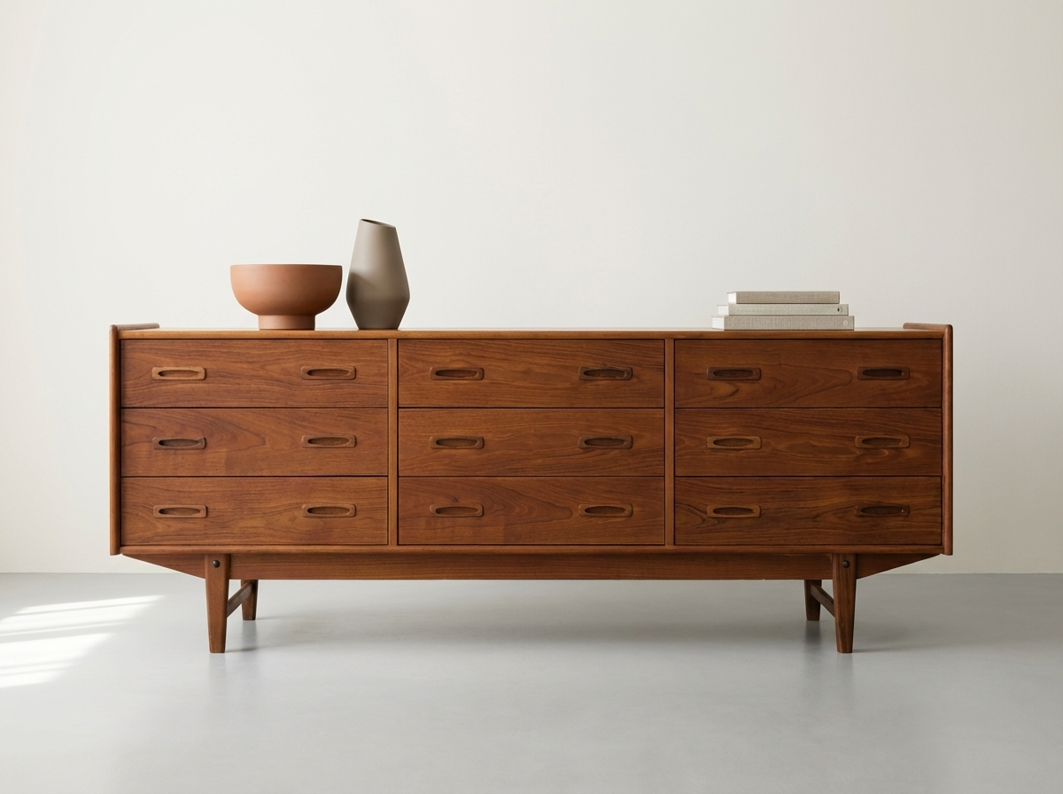 Danish Mid-century Teak 9-Draw Dresser