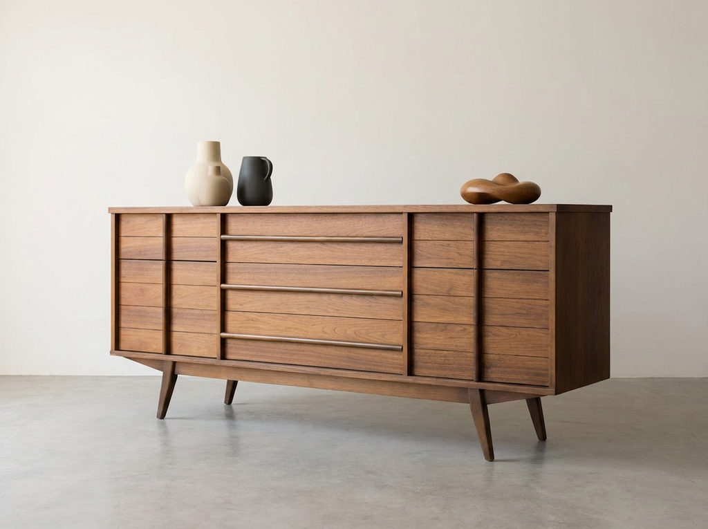 Minimalist Mid-century Walnut 9-drawer Dresser