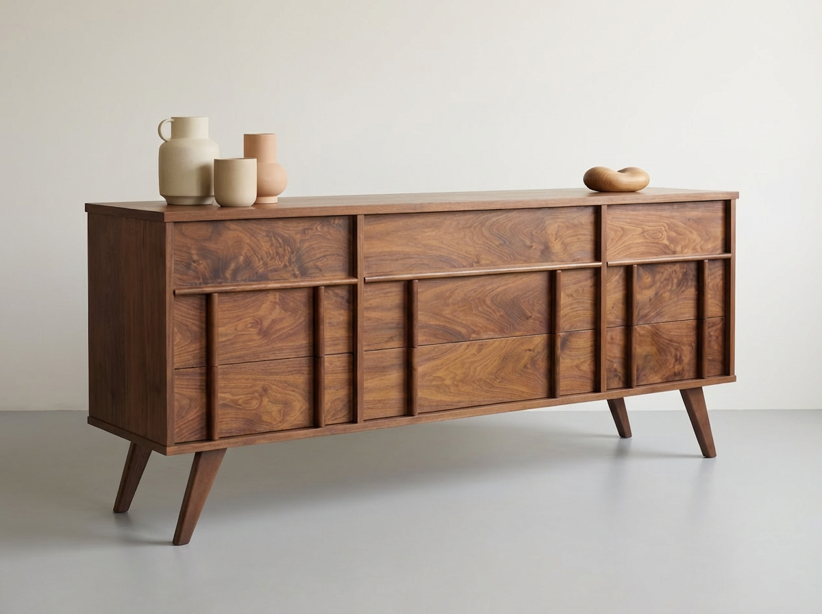 Mid-Century Walnut 9-Drawer Dresser