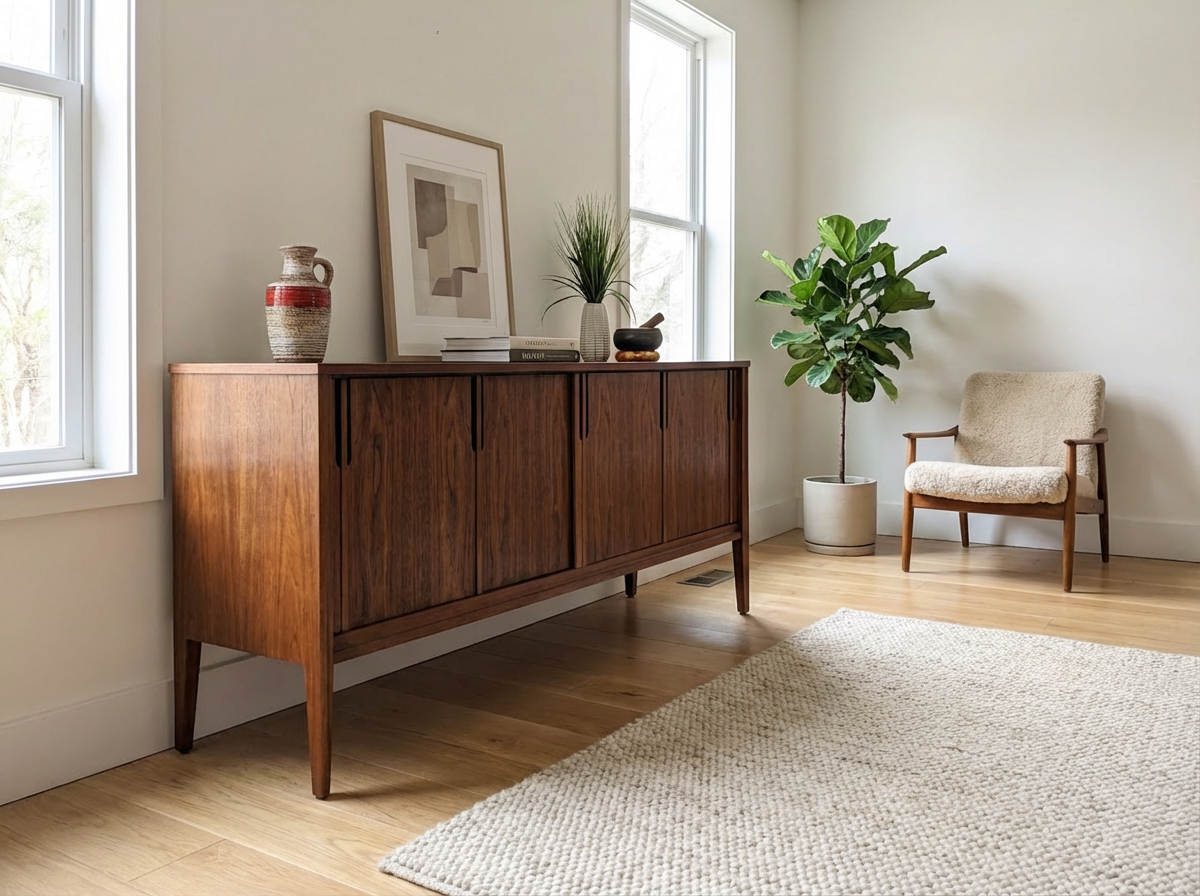 Brutalist Mid-century Walnut Sideboard