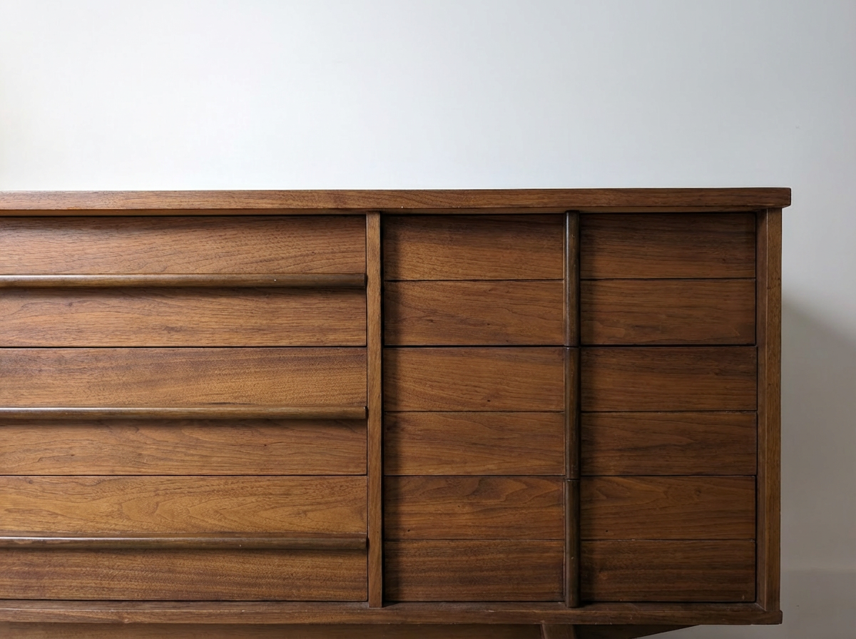 Minimalist Mid-century Walnut 9-drawer Dresser