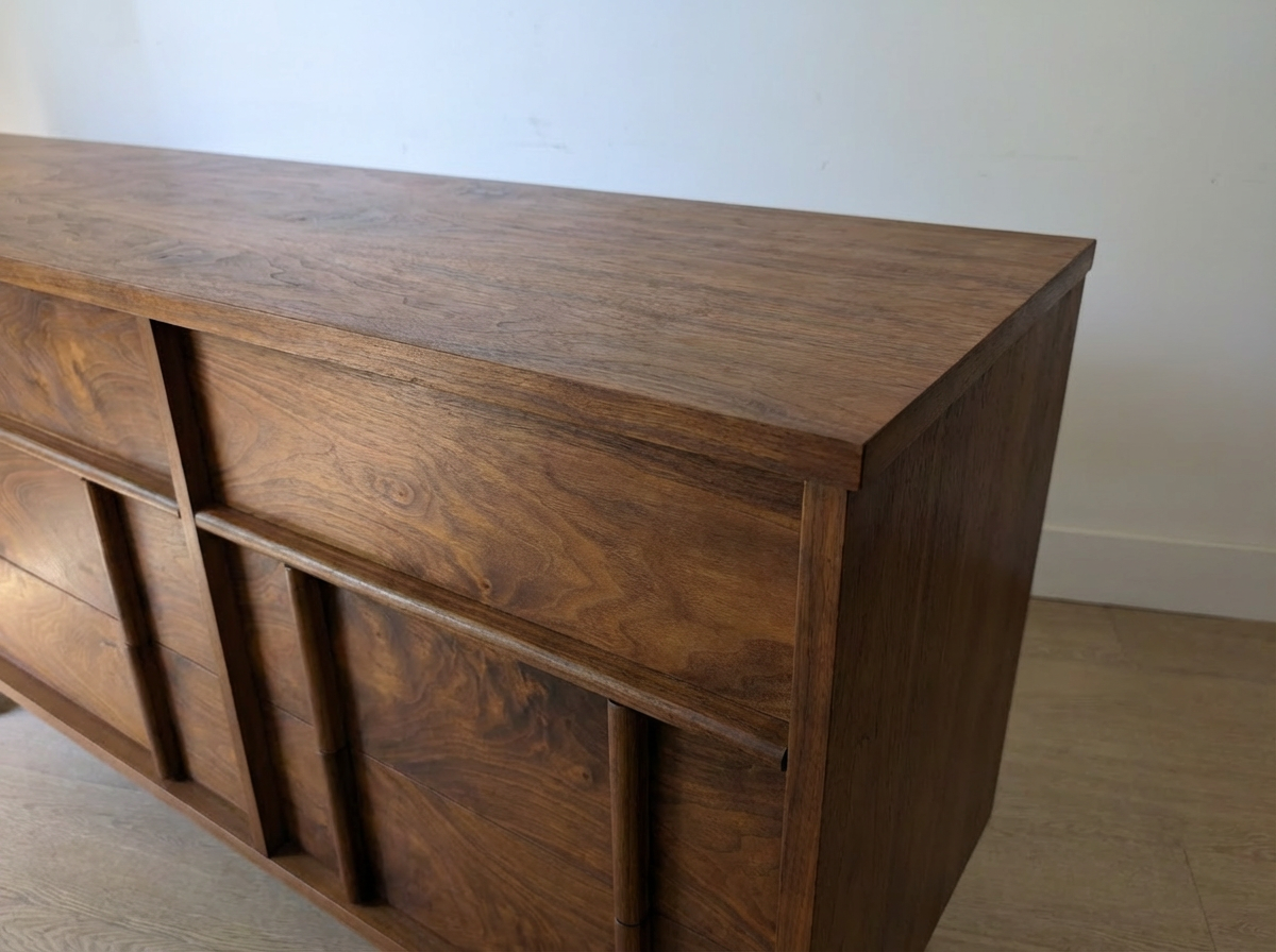 Mid-Century Walnut 9-Drawer Dresser