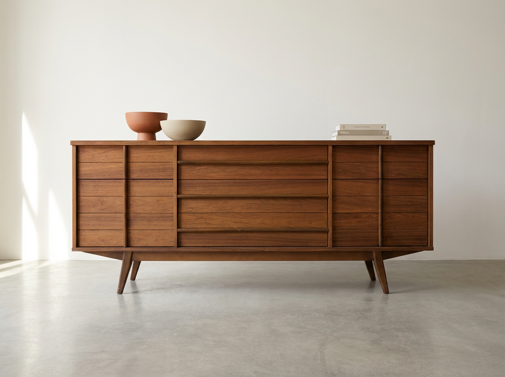 Minimalist Mid-century Walnut 9-drawer Dresser
