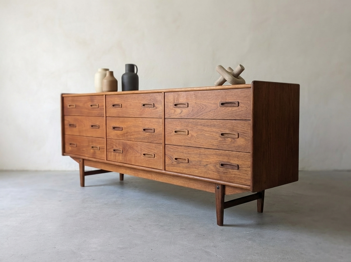 Danish Mid-century Teak 9-Draw Dresser