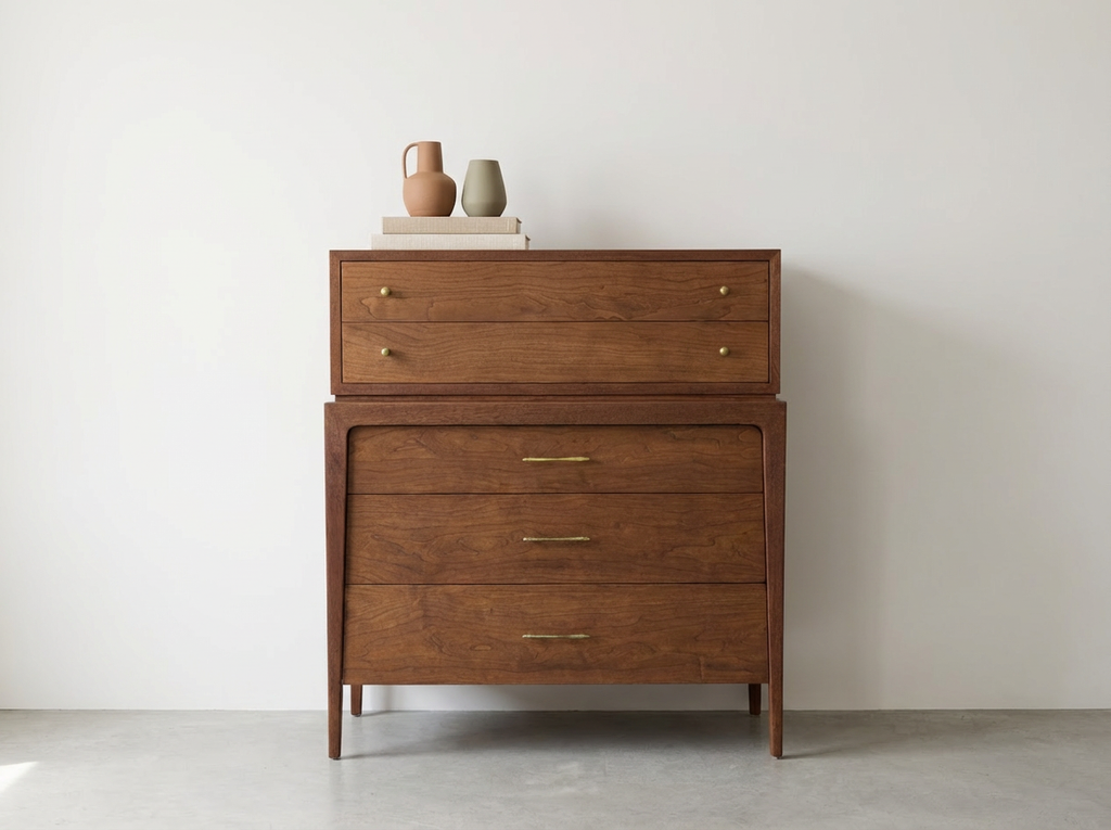 Atomic Mid-Century Walnut Tall Dresser.