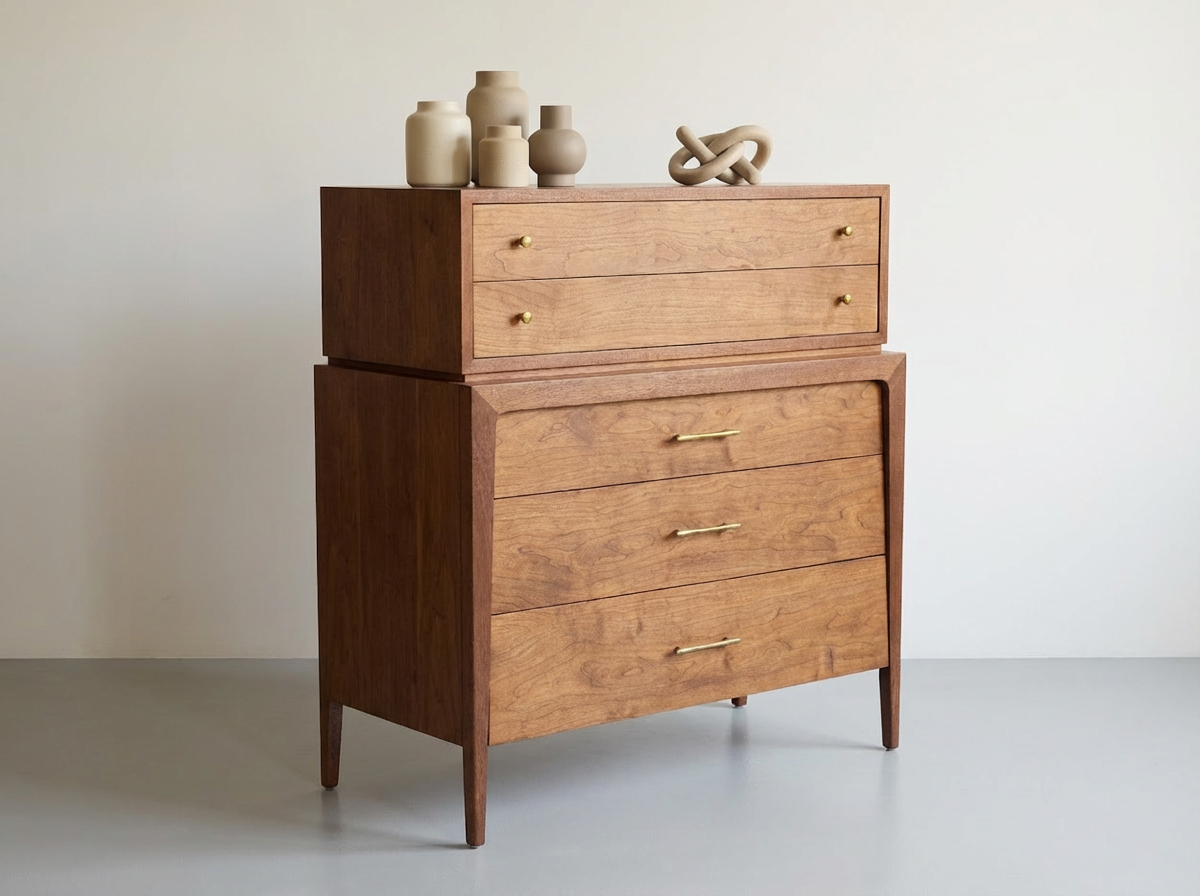 Atomic Mid-Century Walnut Tall Dresser.
