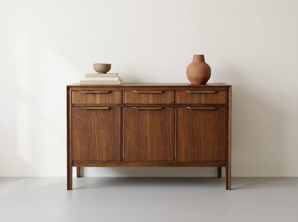 Minimalist Mid-Century Walnut Credenza