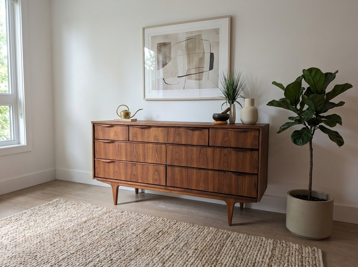 Viscol 7-Draw Walnut Dresser