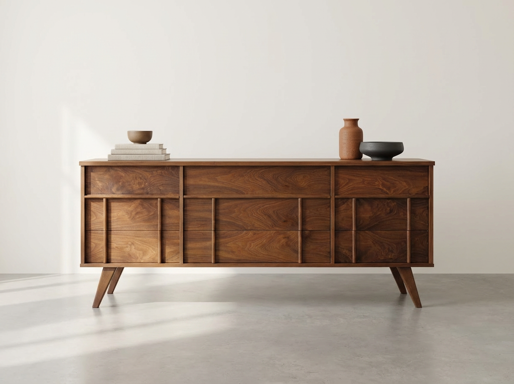 Mid-Century Walnut 9-Drawer Dresser