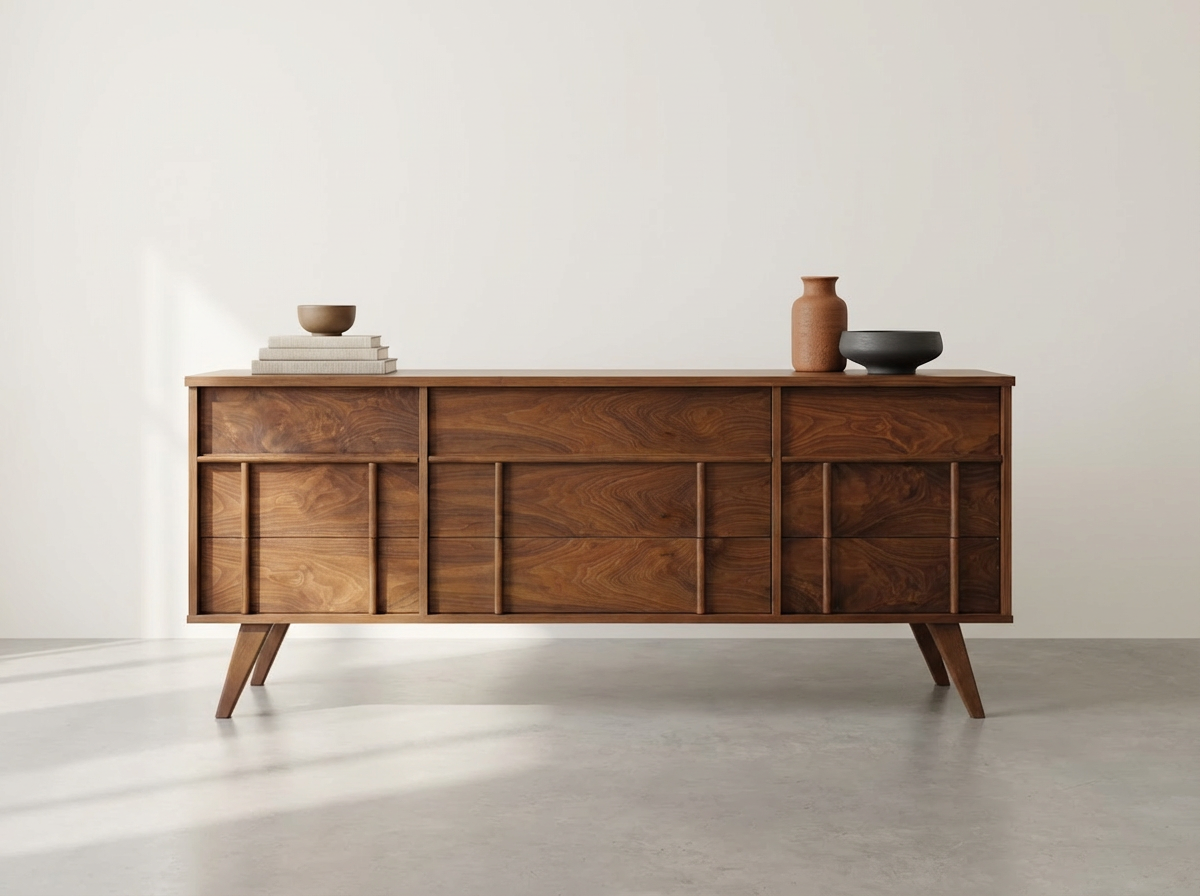 Mid-Century Walnut 9-Drawer Dresser