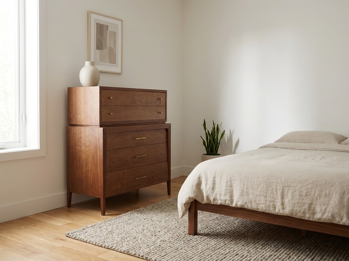 Atomic Mid-Century Walnut Tall Dresser.