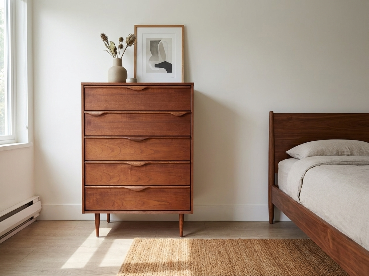 Ultra Rare Vic-Art Teak 5-Draw Tallboy