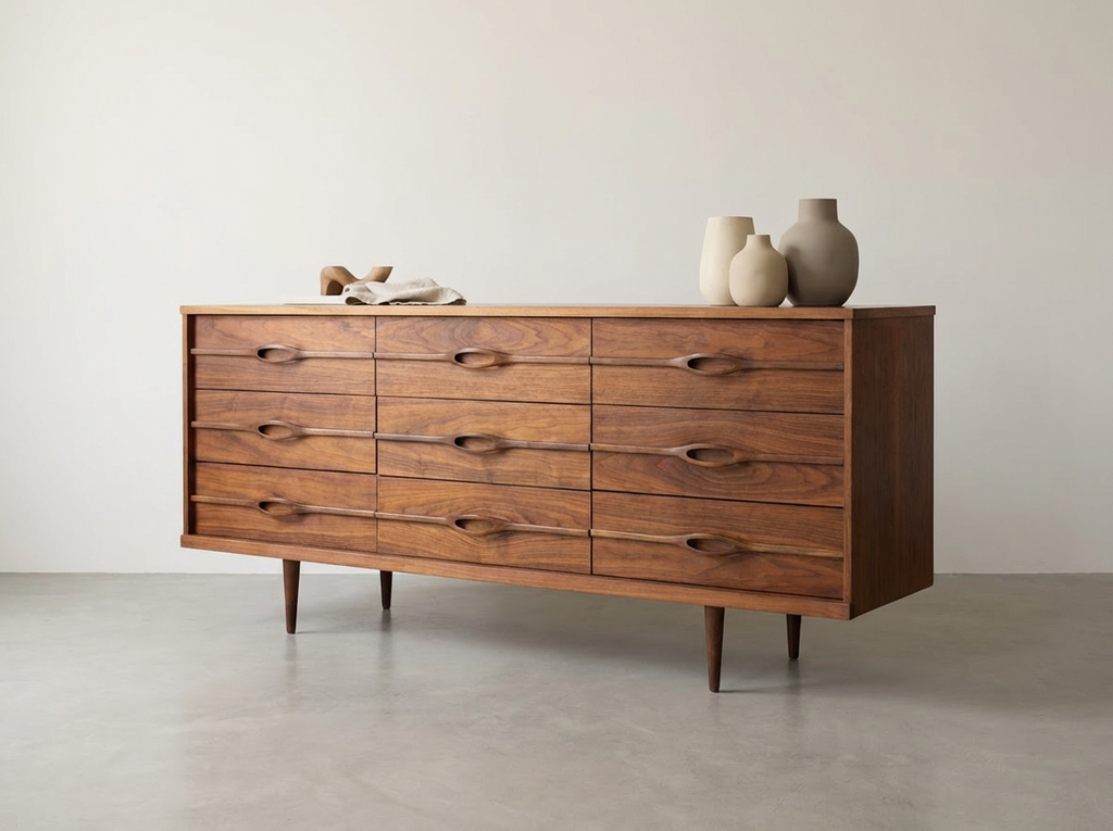 Viscol 9-Draw Walnut Dresser
